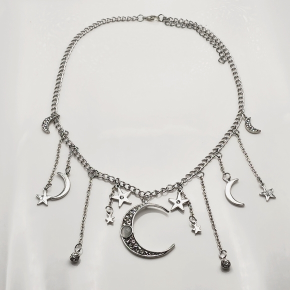 Free People Jewelry - Silver Crescent Moon Star Necklace